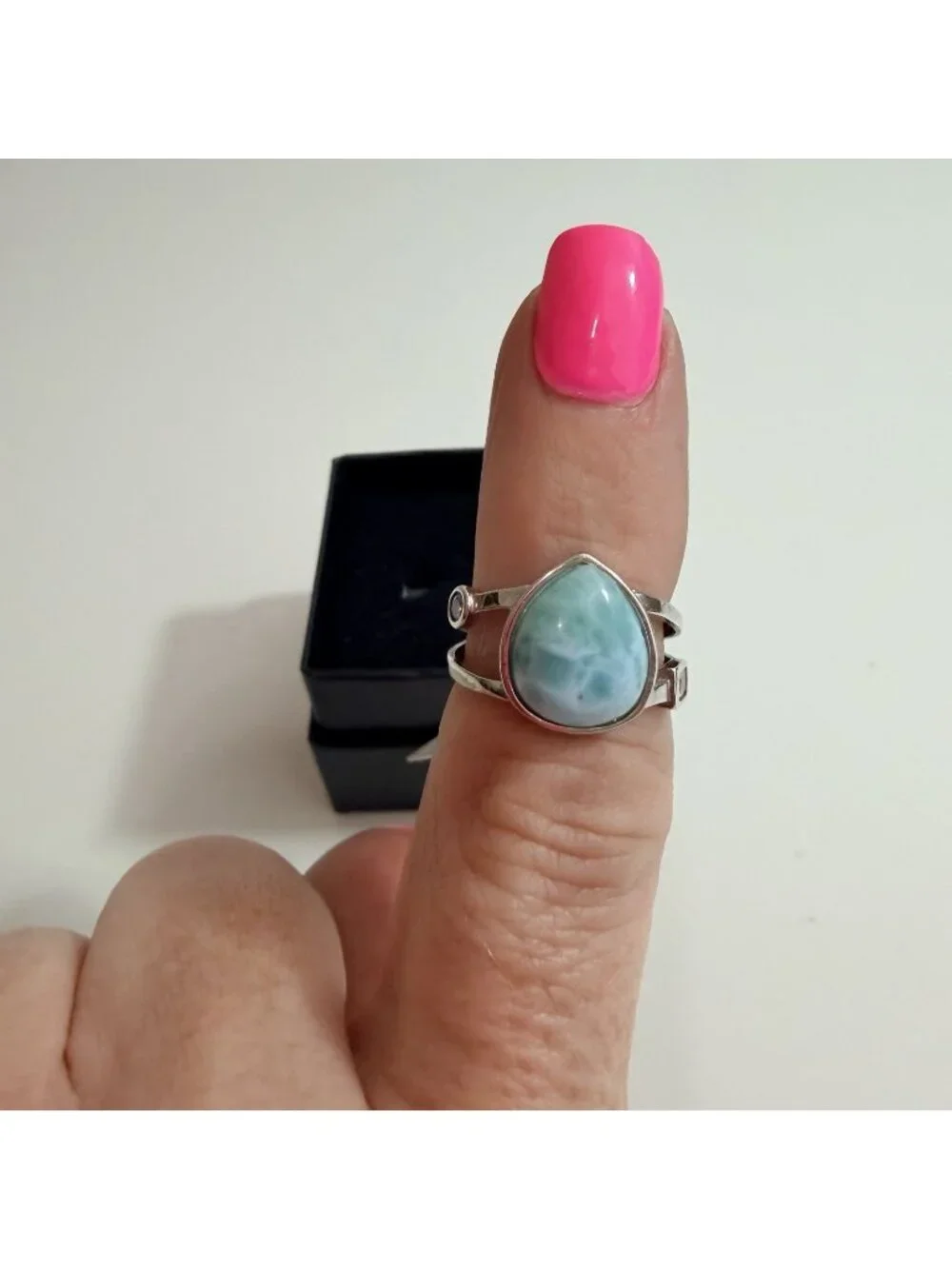 Larimar Gemstone On Sterling Silver Ring Size 6